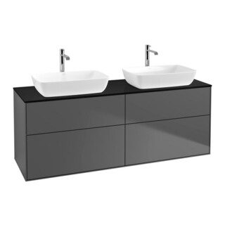 V&B Meuble sous lavabo Finion 160x60 cm, plan de découpe bleu, anthracite mat