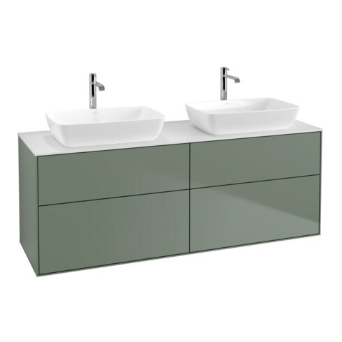 V&B Meuble sous lavabo Finion 160x60 cm, plan de drainage blanc, huile avec laque