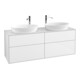 V&B Meuble sous lavabo Finion 160x60 cm, plan de drainage blanc, laqué blanc brillant-1