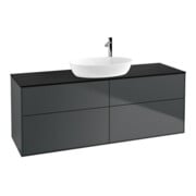 V&B Meuble sous lavabo Finion 160x60 cm, plan de drainage bleu mat avec miroir bleu mat Lac