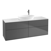 V&B Meuble sous-lavabo Finion 160x60 cm, plan de toilette blanc, anthracite mat