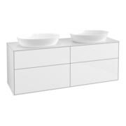 V&B Meuble sous lavabo Finion 160x60 cm, plan de toilette blanc, laque blanche brillante