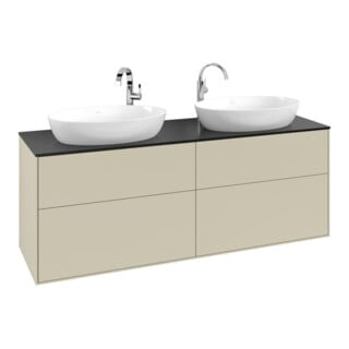 V&B Meuble sous lavabo Finion 160x60 cm, plan de travail bleu mat, gris moyen mat Lac