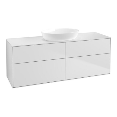 V&B Meuble sous lavabo Finion 160x60 cm, plan d’habillage blanc, laqué blanc