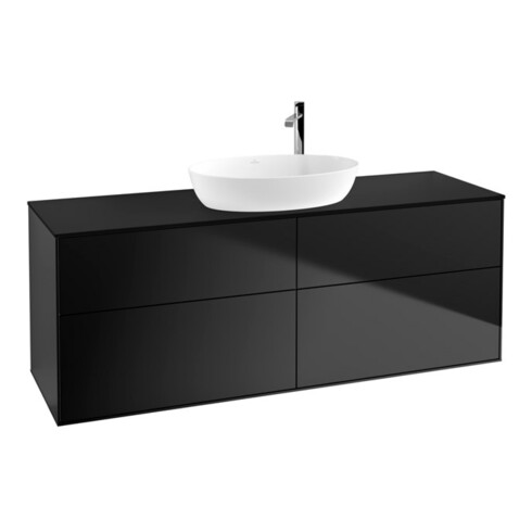 V&B Meuble sous lavabo Finion 160x60 cm, plan d'habillage bleu mat, laqué bleu mat