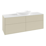 V&B Meuble sous lavabo Finion 160x60 cm, plan lavabo blanc, miroir gris mat Lac-3