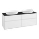 V&B Meuble sous lavabo Finion 160x60 cm, plan lavabo bleu mat, laqué blanc brillant-1