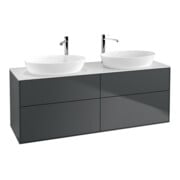V&B Meuble sous lavabo Finion 160x60 cm, plaq. abd. blanc mat, poign. bleue mat