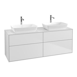 V&B Meuble sous-lavabo Finion 160x60 cm, plaque d’abattant blanc, laqué blanc