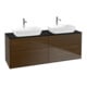 V&B Meuble sous lavabo Finion 160x60 cm, plaque d'abattant bleue, placage noyer-1