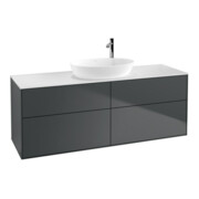 V&B Meuble sous-lavabo Finion 160x60 cm, plaque de fermeture blanche, porte médiane bleue avec laque