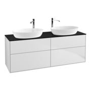 V&B Meuble sous lavabo Finion 160x60 cm, plaque de fixation bleue, blanc mat laqué