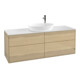 V&B Meuble sous lavabo Finion 160x60 cm, plaque d'habillage blanc mat, placage chêne-1