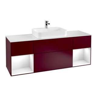V&B Meuble sous lavabo Finion 160x60, pl blanc mat, réglette globale blanc laqué, poignée m