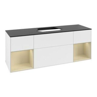 V&B Meuble sous lavabo Finion 160x60, Pl blanc mat, Rg gris mat laqué, blanc mat laqué