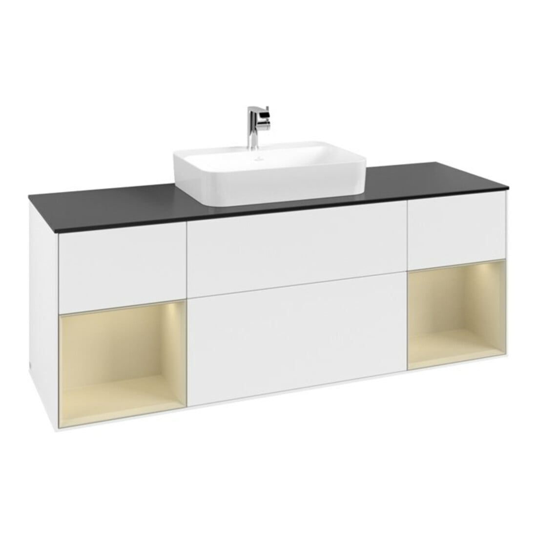V&B Meuble sous lavabo Finion 160x60, Pl blanc mat, Rg gris mat laqué, blanc mat laqué