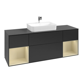 V&B Meuble sous lavabo Finion 160x60, Pl blanc mat, Rg gris mat laqué, bleu mat laqué