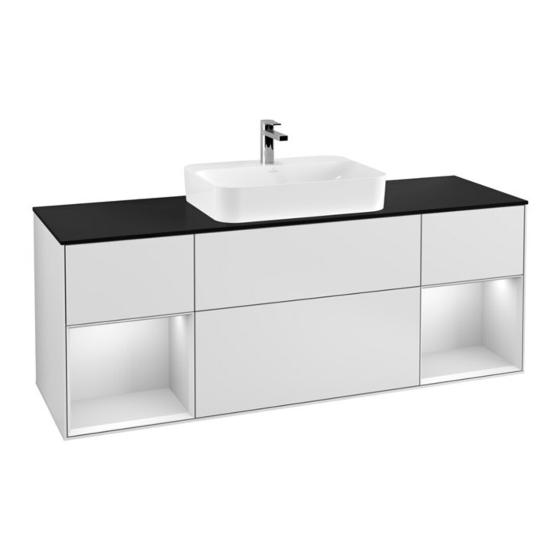 V&B Meuble sous lavabo Finion 160x60, Pl blanc mat, Tiroir blanc mat laqué