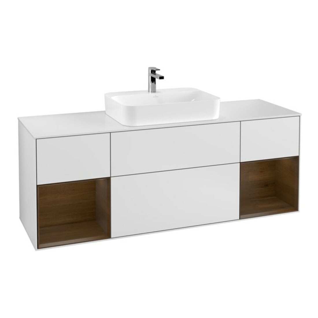 V&B Meuble sous lavabo Finion 160x60, pl blanc, rég wal ven, blanc mat Lac