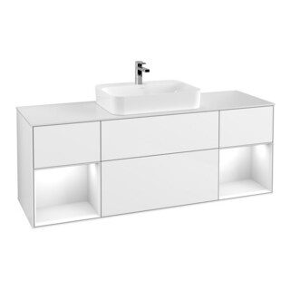 V&B Meuble sous lavabo Finion 160x60, Pl w m, Rg g w Lac, brillant blanc Lac