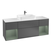 V&B Meuble sous-lavabo Finion 160x60, placage blanc mat, réglage olivier mat laqué, anthracite m