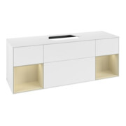 V&B Meuble sous lavabo Finion 160x60, placage bois, rangée simple, blanc mat laqué-4