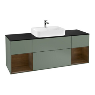V&B Meuble sous lavabo Finion 160x60, placage bouleau, noyer régulier, huilé mat laqué