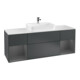 V&B Meuble sous-lavabo Finion 160x60, placage chêne naturel, laqué mat blanc, avec façade laquée bleue-1
