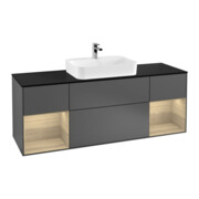 V&B Meuble sous-lavabo Finion 160x60, plaque bleue, étagère ouverte, anthracite m