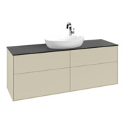 V&B Meuble sous lavabo Finion 160x60cm, Plan d’abattage bleu mat, poignée gris mat Lac