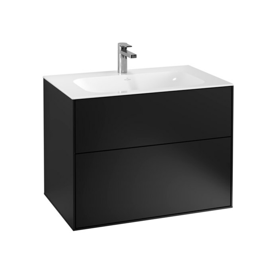 V&B Meuble sous lavabo Finion 79,6x59,1x49,8 cm, bleu mat laqué, avec éclairage mural