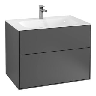 V&B Meuble sous lavabo Finion 79,6x59,1x49,8cm, Anthracite avec éclairage mural
