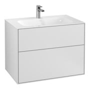 V&B Meuble sous lavabo Finion 79,6x59,1x49,8cm, blanc laqué, avec éclairage mural