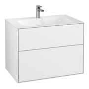 V&B Meuble sous lavabo Finion 79,6x59,1x49,8cm, laqué blanc, avec éclairage mural