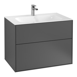 V&B Meuble sous lavabo Finion 79,6x59,1x49,8cm, si G m Lac, avec éclairage mural