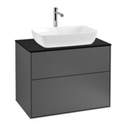 V&B Meuble sous-lavabo Finion 80x60,3 cm, panneau latéral bleu, anthracite mat