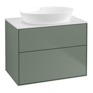 V&B Meuble sous lavabo Finion 80x60,3 cm, plan couv. blanc, olivier laqué