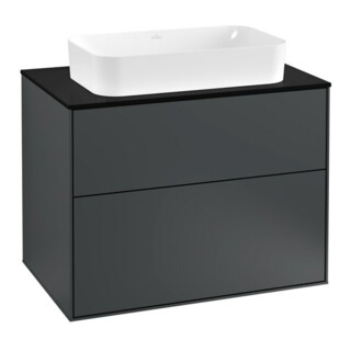 V&B Meuble sous lavabo Finion 80x60,3 cm, plan couv. bleu mat, façade bleu mat laqué