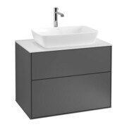 V&B Meuble sous-lavabo Finion 80x60,3 cm, plan de drainage blanc, anthracite mat-1