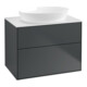 V&B Meuble sous lavabo Finion 80x60,3 cm, plan de drainage blanc, miroir bleu avec laque-1