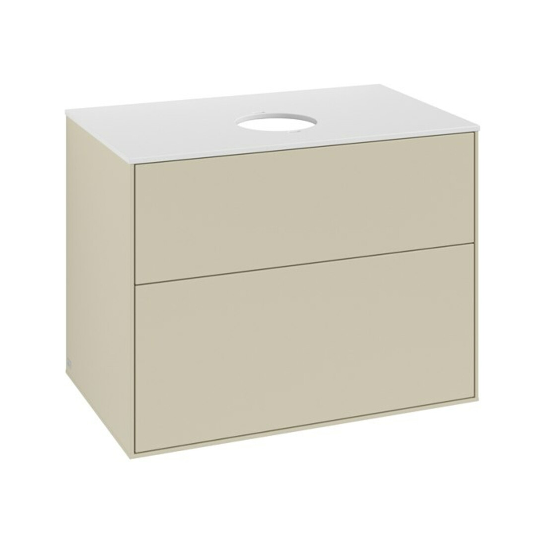 V&B Meuble sous lavabo Finion 80x60,3 cm, plan de drainage blanc, poignée argent avec laque