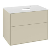 V&B Meuble sous lavabo Finion 80x60,3 cm, plan de drainage blanc, poignée grise m Lac