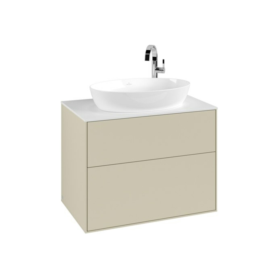 V&B Meuble sous lavabo Finion 80x60,3 cm, plan de drainage blanc, poignée grise m Lac