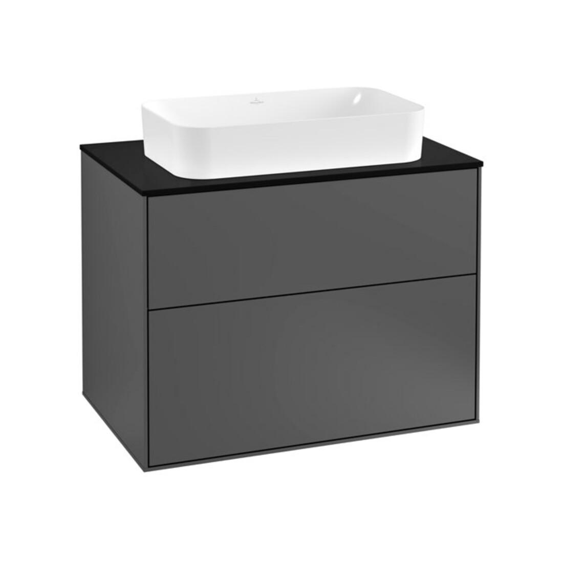 V&B Meuble sous lavabo Finion 80x60,3 cm, plan de drainage bleu mat, anthracite mat
