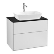 V&B Meuble sous lavabo Finion 80x60,3 cm, plan de drainage bleu mat, blanc mat laqué