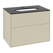 V&B Meuble sous lavabo Finion 80x60,3 cm, plan de drainage bleu mat, poignée gris mat Lac-3