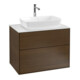 V&B Meuble sous lavabo Finion 80x60,3 cm, plan de recouvrement blanc, placage noyer-1