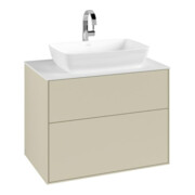 V&B Meuble sous lavabo Finion 80x60,3 cm, plan de recouvrement blanc, poignée grise mate laquée