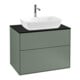 V&B Meuble sous lavabo Finion 80x60,3 cm, plan de recouvrement bleu mat, olivier mat laqué-1