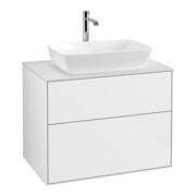 V&B Meuble sous lavabo Finion 80x60,3 cm, plan de toilette blanc brillant, laqué blanc